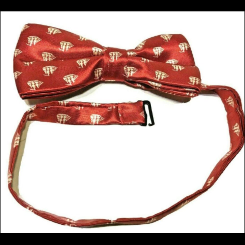Bow Tie Bowtie Old Spice Maroon and Ivory Ships Adjustable